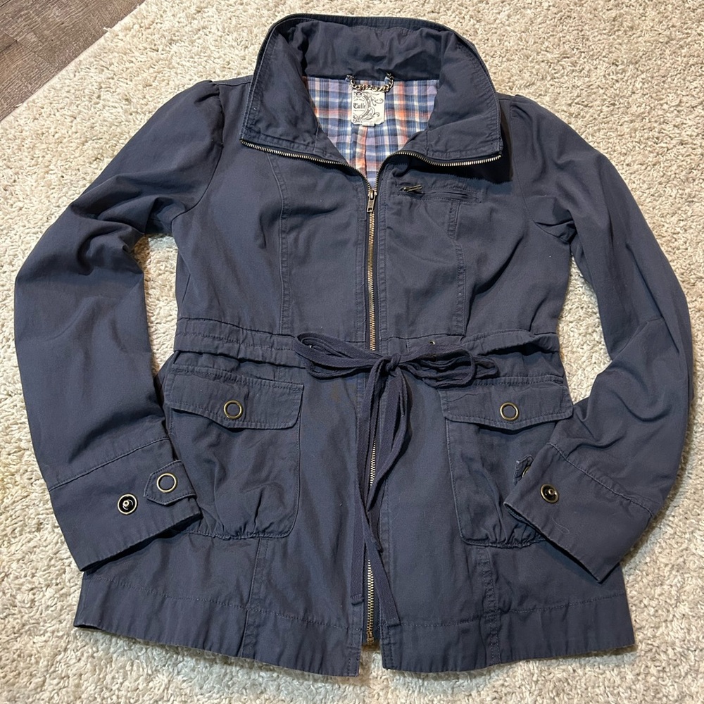 Anthropology brand: Tulle Womens Zippered Collar Jacket Snap Blue Size Large